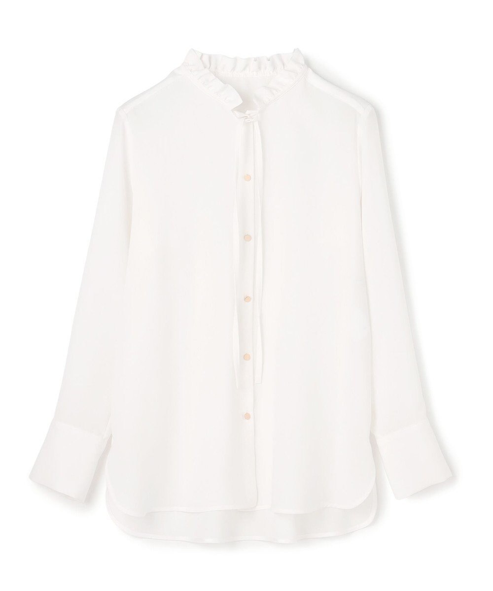 BEIGE， 【洗える】STOW / フリルタイブラウス 