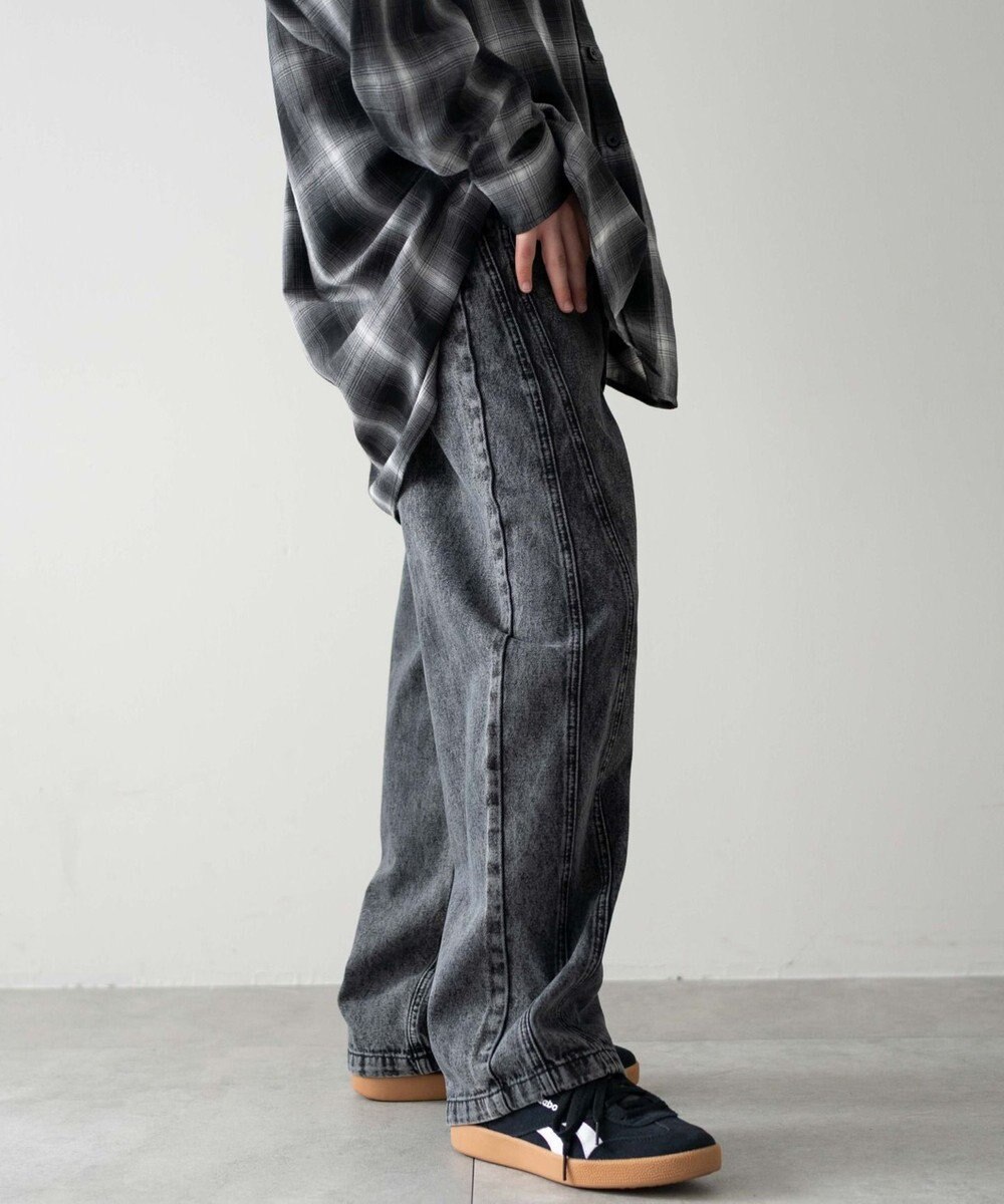 WEGO 【KIDS/150cm/160cm/ウエストゴム】イージー3Dバレルレッグデニムパンツ（JUNIOR） 