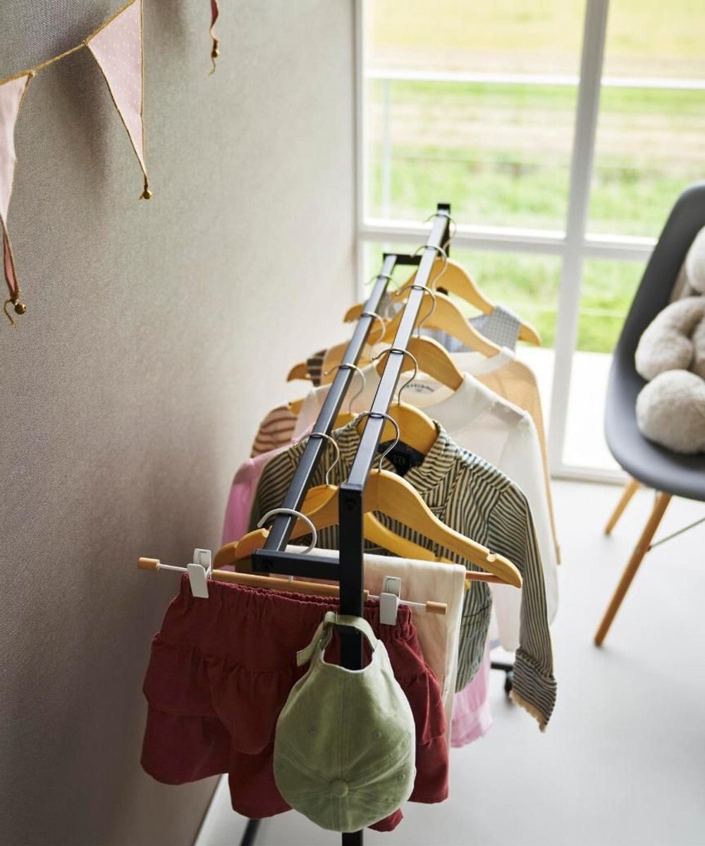 tower 収納力アップハンガーラック タワー 2段 ブラック 