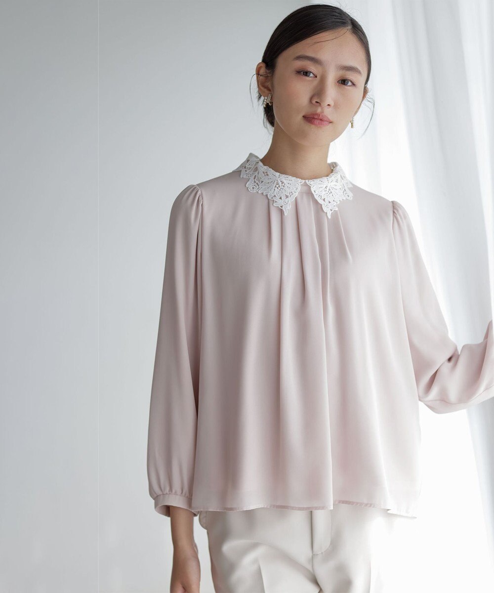 組曲 S 【WEB限定・2WAY】ジョーゼットシフォンレース襟 ブラウス 
