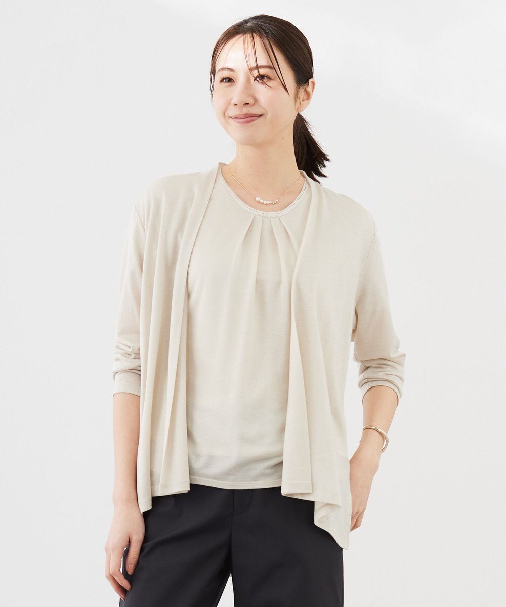 J.PRESS LADIES セルロースジャージー ミディ丈 カーディガン 