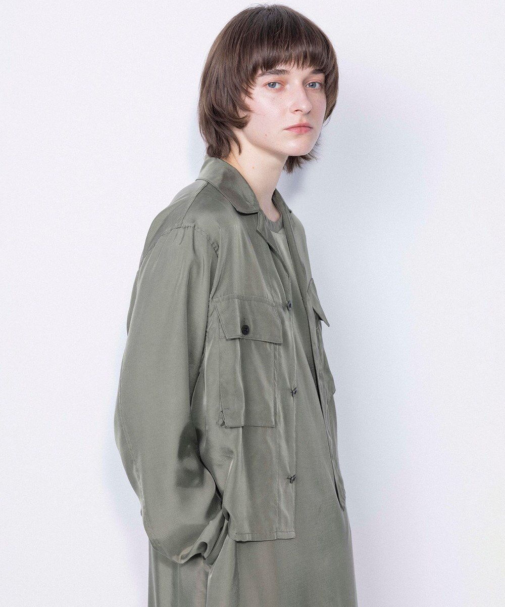 NAVE 【ReNAVE・セットアップ可/洗える/UVケア/接触冷感】フィブリルシャンブレー オープンカラーシャツ 