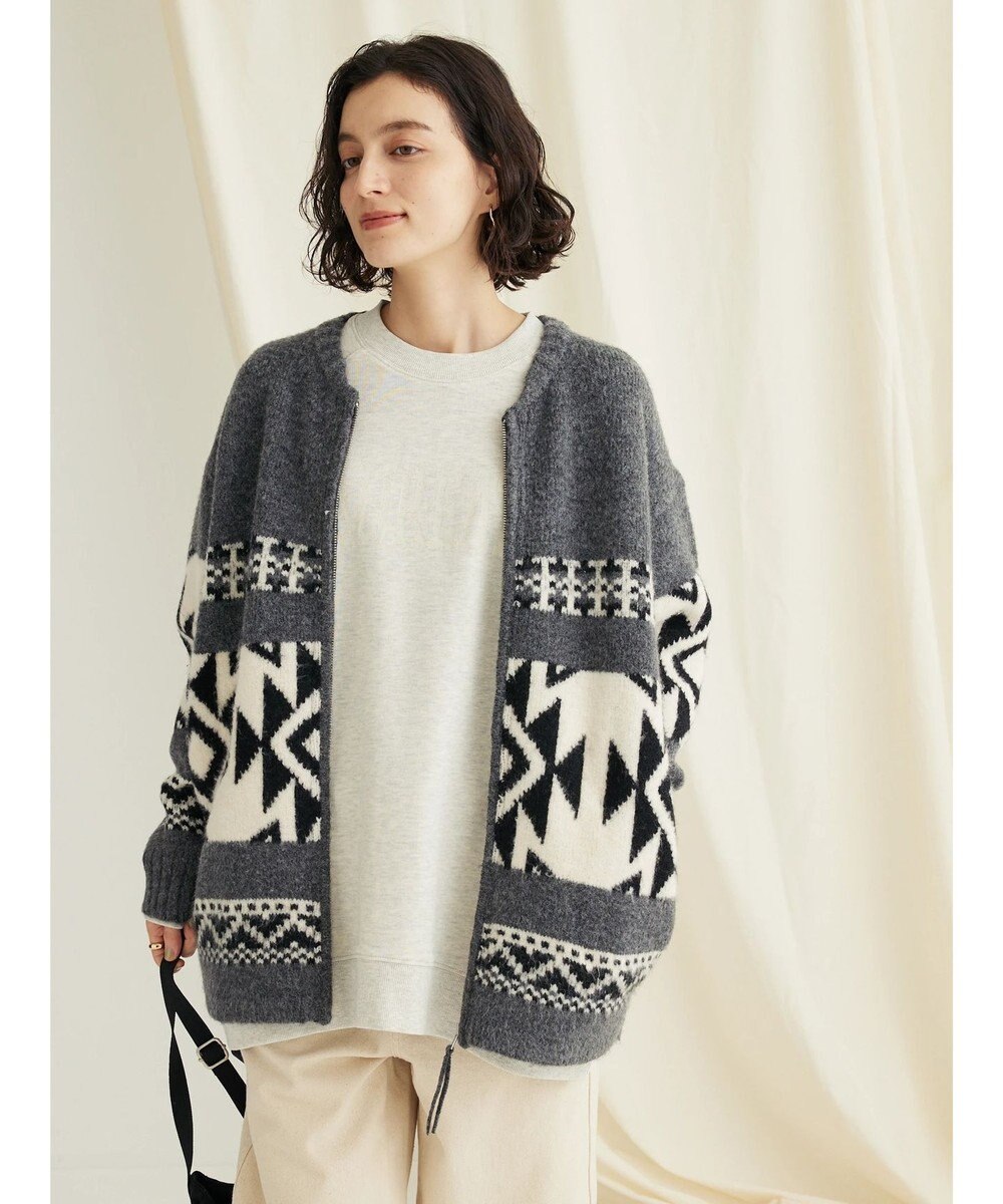 CRAFT STANDARD BOUTIQUE オルテガ柄ニットＺＩＰブルゾン 