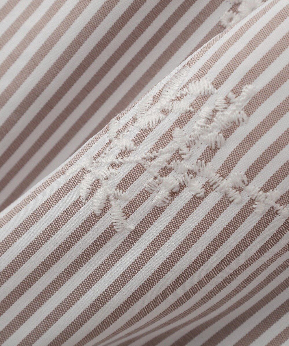 YECCA VECCA ストライプ柄フラワー刺繍ワンピース 