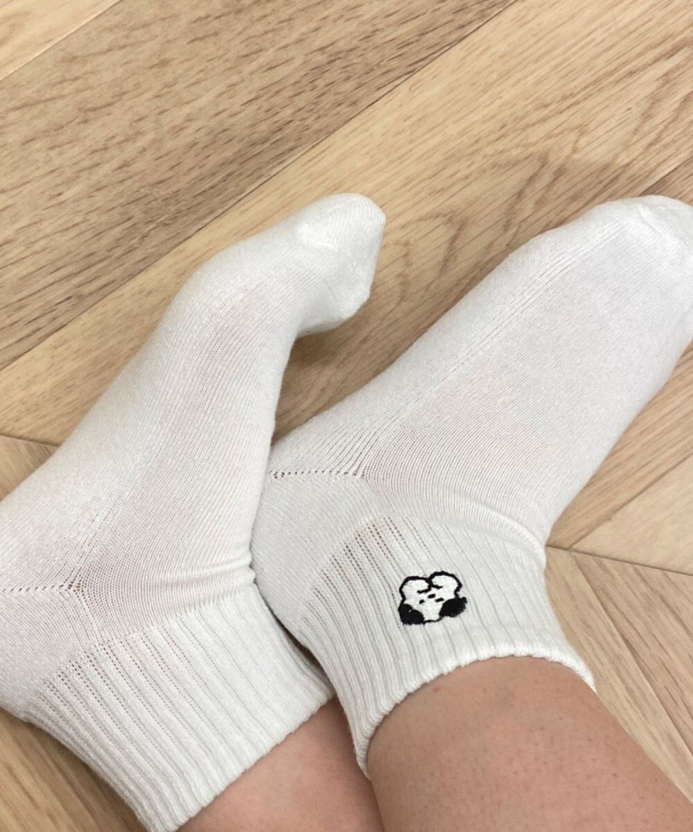 WEGO アンクルパイルゆる刺繍ソックス 