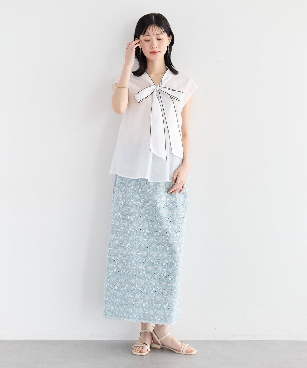 YECCA VECCA シアーボウタイブラウス 