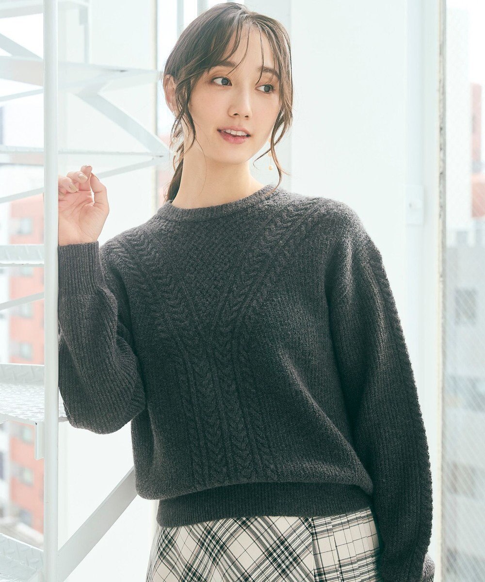 ANY SIS 【洗える】フロントケーブルポイントアンゴラブレンド ニット 