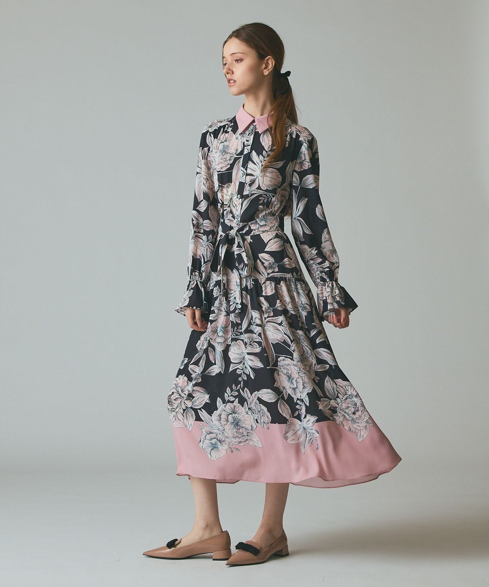 GRACE CONTINENTAL ボタニカルドレープワンピース 