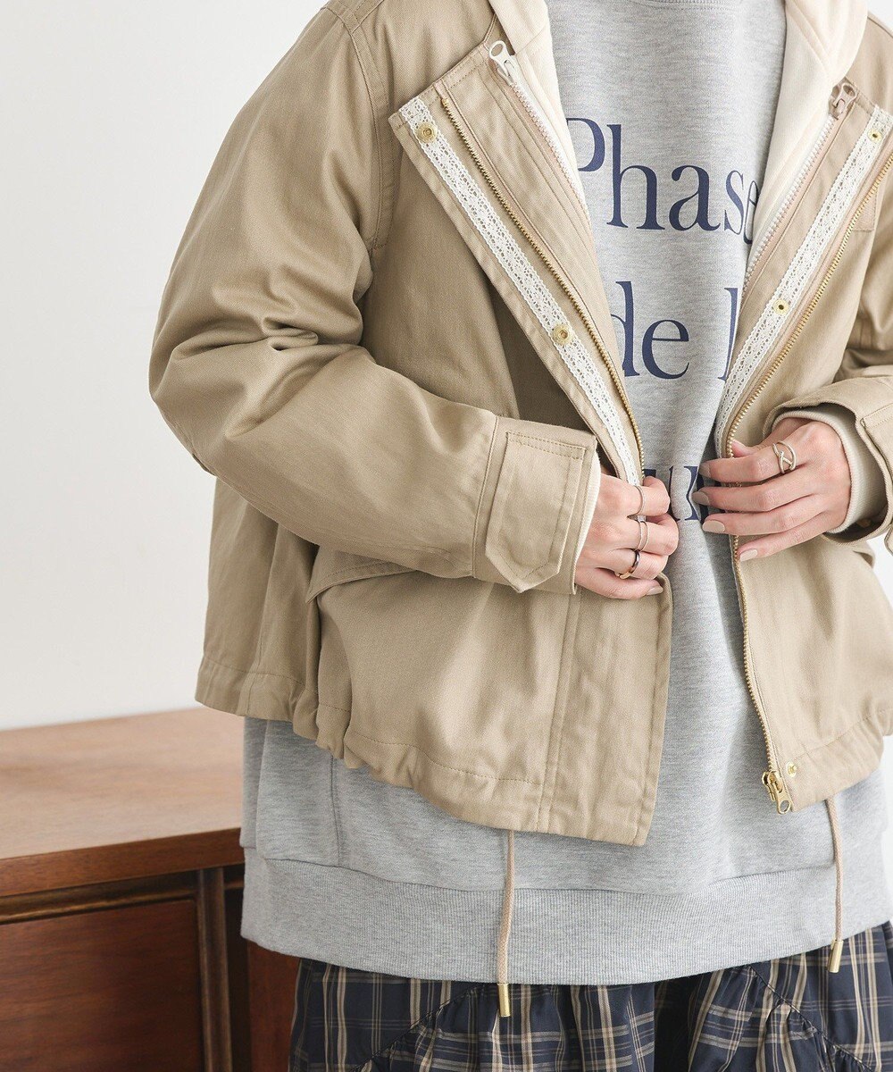 earth music&ecology パーカー付きミリタリーブルゾン 