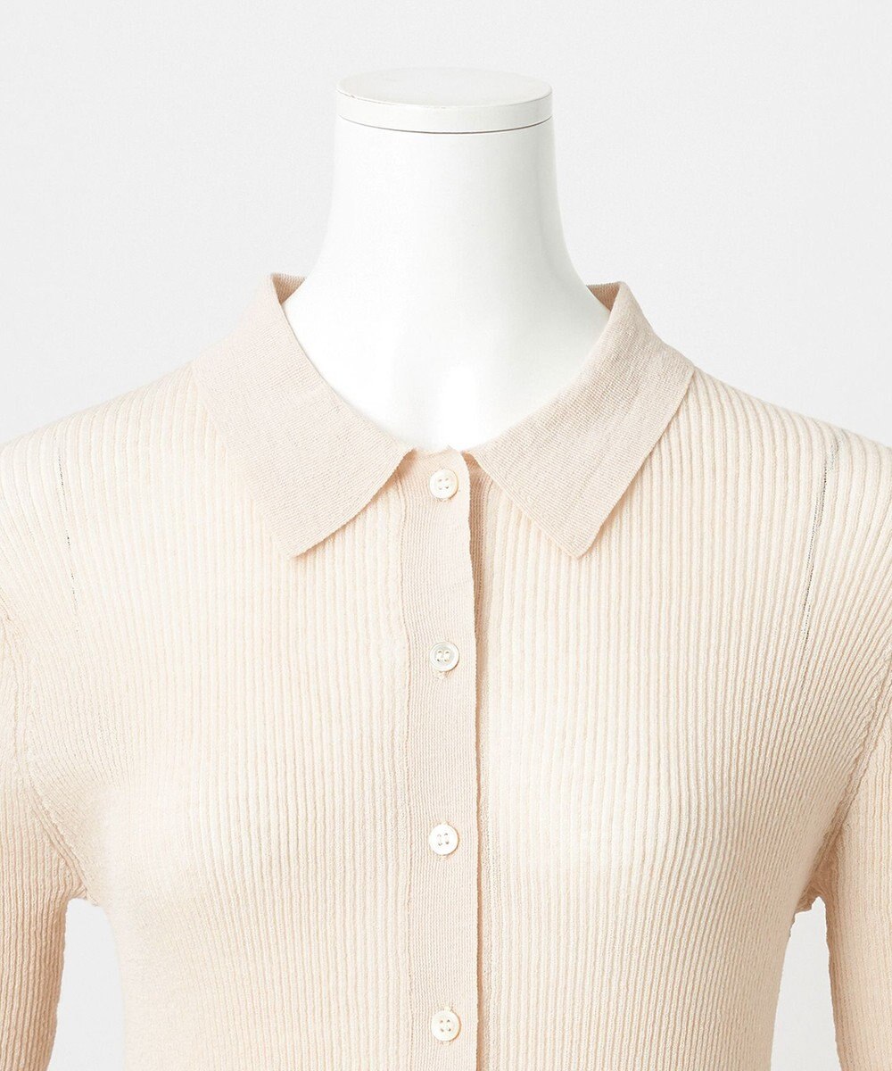 23区 【GOLD LABEL】コットンリネンシアー ニットポロカーディガン 