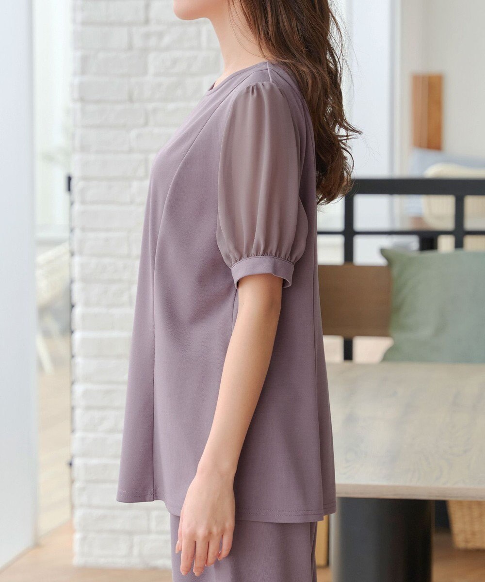 Tiaclasse 【洗える・接触冷感・紫外線ケア・サラごこち】ソフトペプラムカットソー 