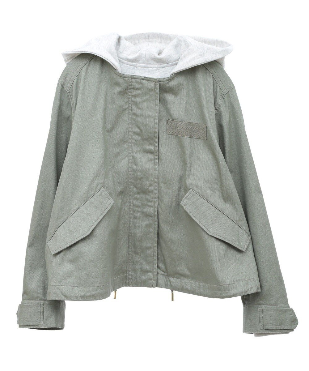 earth music&ecology パーカー付きミリタリーブルゾン 