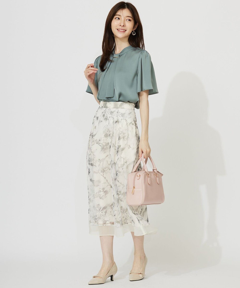 ANY SIS L 【WEB・一部店舗限定】ハッチングフラワープリント スカート 