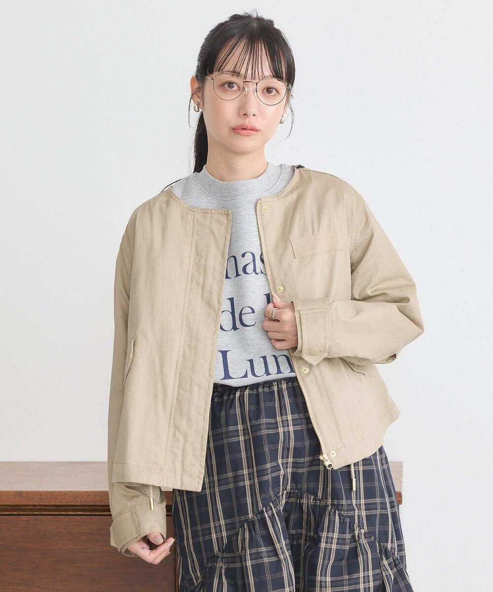 earth music&ecology パーカー付きミリタリーブルゾン 