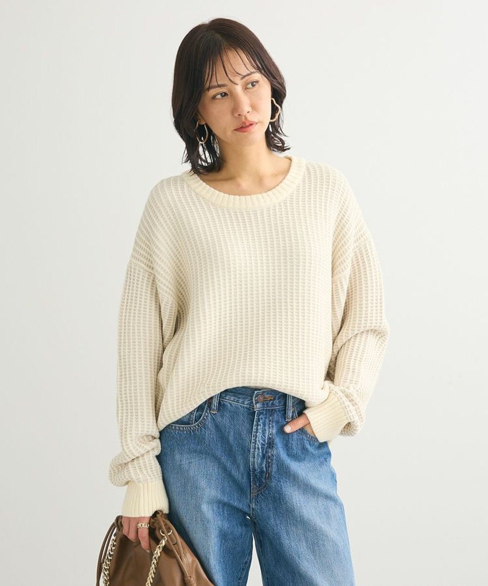 Green Parks ・ＥＬＥＮＣＡＲＥ　ＤＵＥ　タック編バイカラーニット 