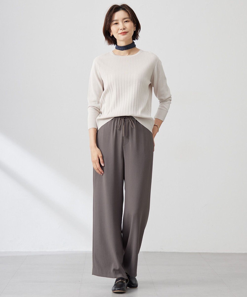 J.PRESS LADIES L 【洗える】Cotton Acetate ストライプ ニット プルオーバー 