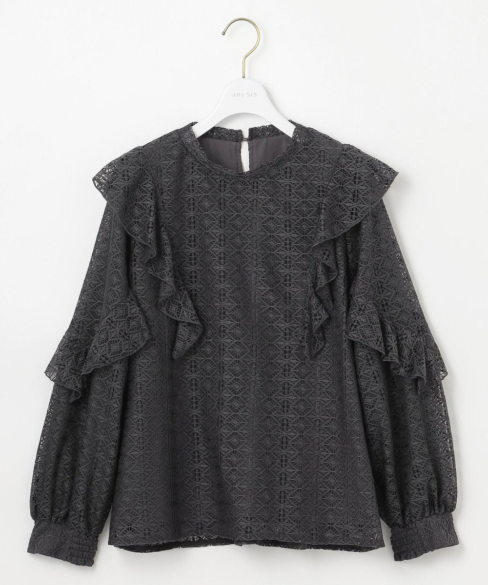ANY SIS S 【洗える】ラッフルレース トップス 