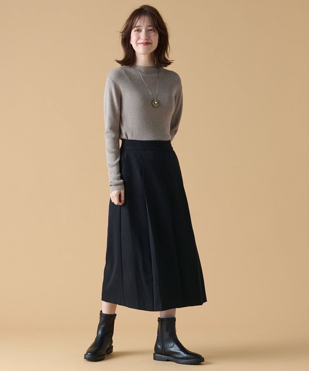 ANY 【洗濯機可能/ウエストゴム/ポケット付】ウーリッシュフラノボックスプリーツスカート 