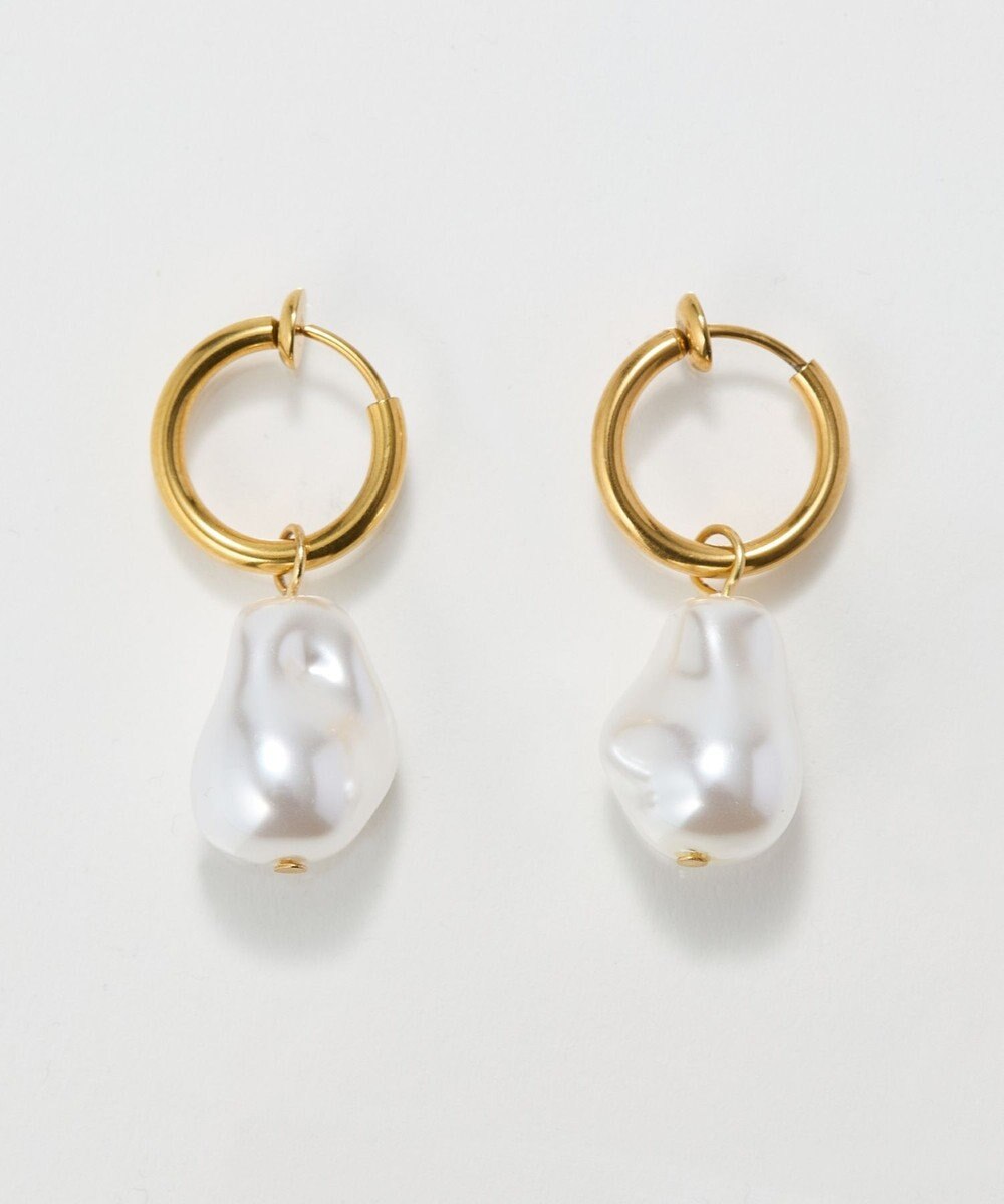 Phoebe 〈金属アレルギー対応〉バランスバロックパールフープイヤリング　ゴールド/ステンレス/大ぶり/存在感◎/主役級 