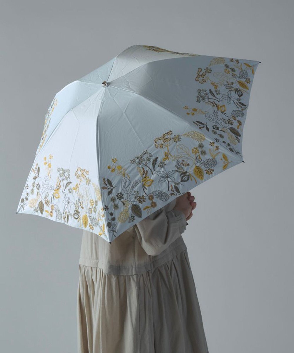 AND WOOL 〈一級遮光生地・晴雨兼用〉筆記帳刺繍の日傘 （折りたたみタイプ） 