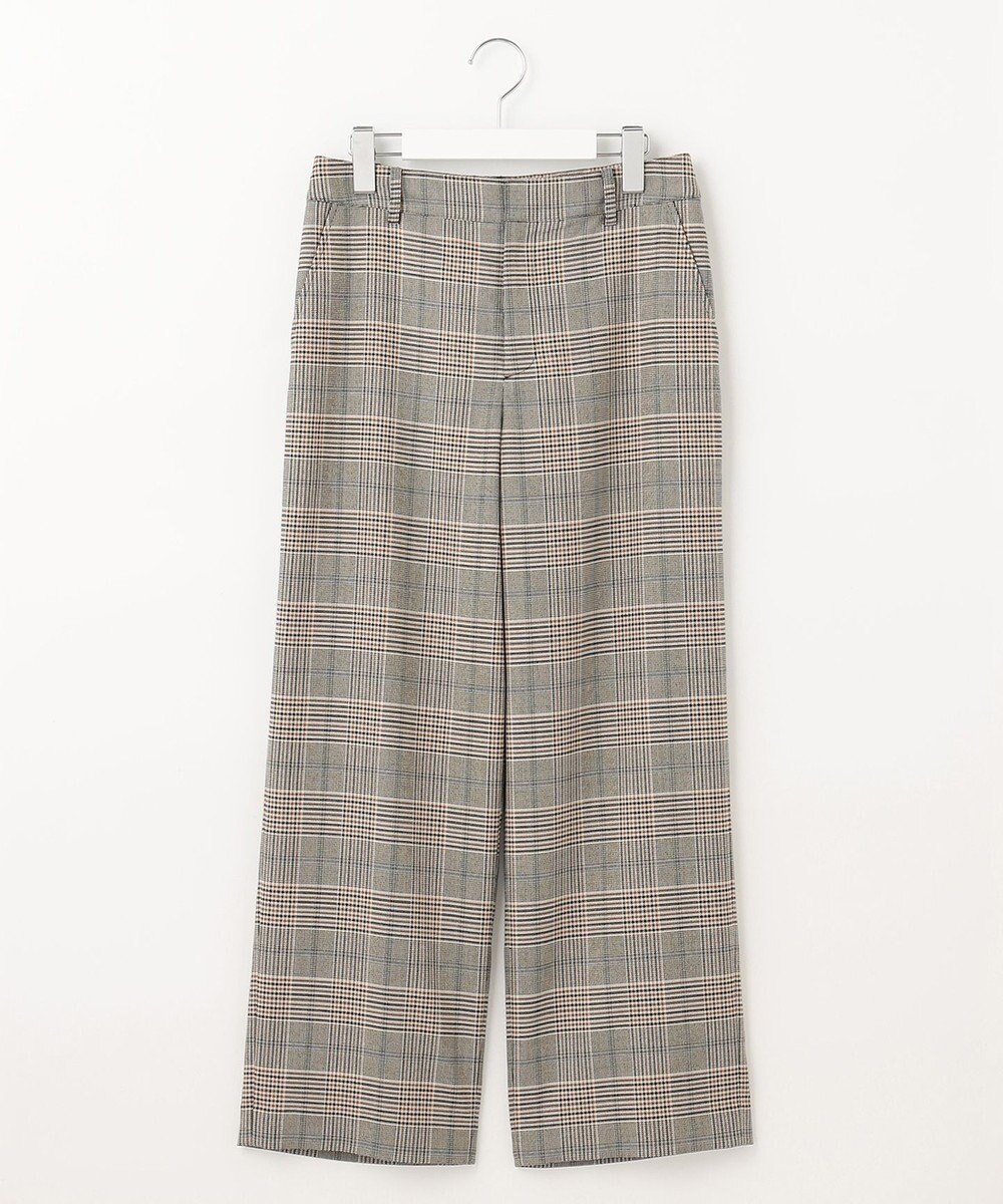 J.PRESS LADIES 【洗える】PL/Visストレッチチェック セミワイド パンツ 