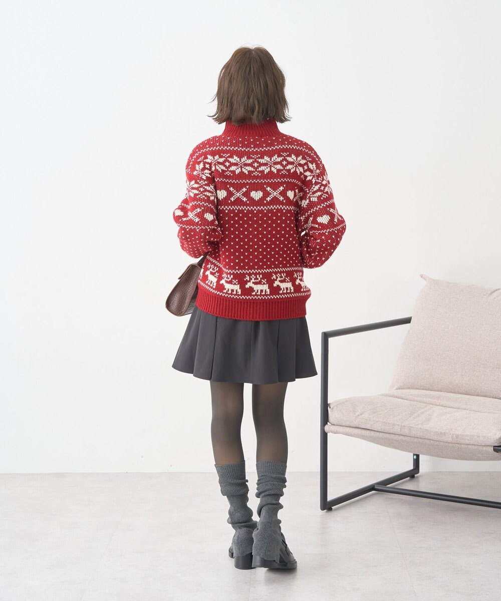 earth music&ecology ダブルzipノルディックカウチンニットカーディガン 