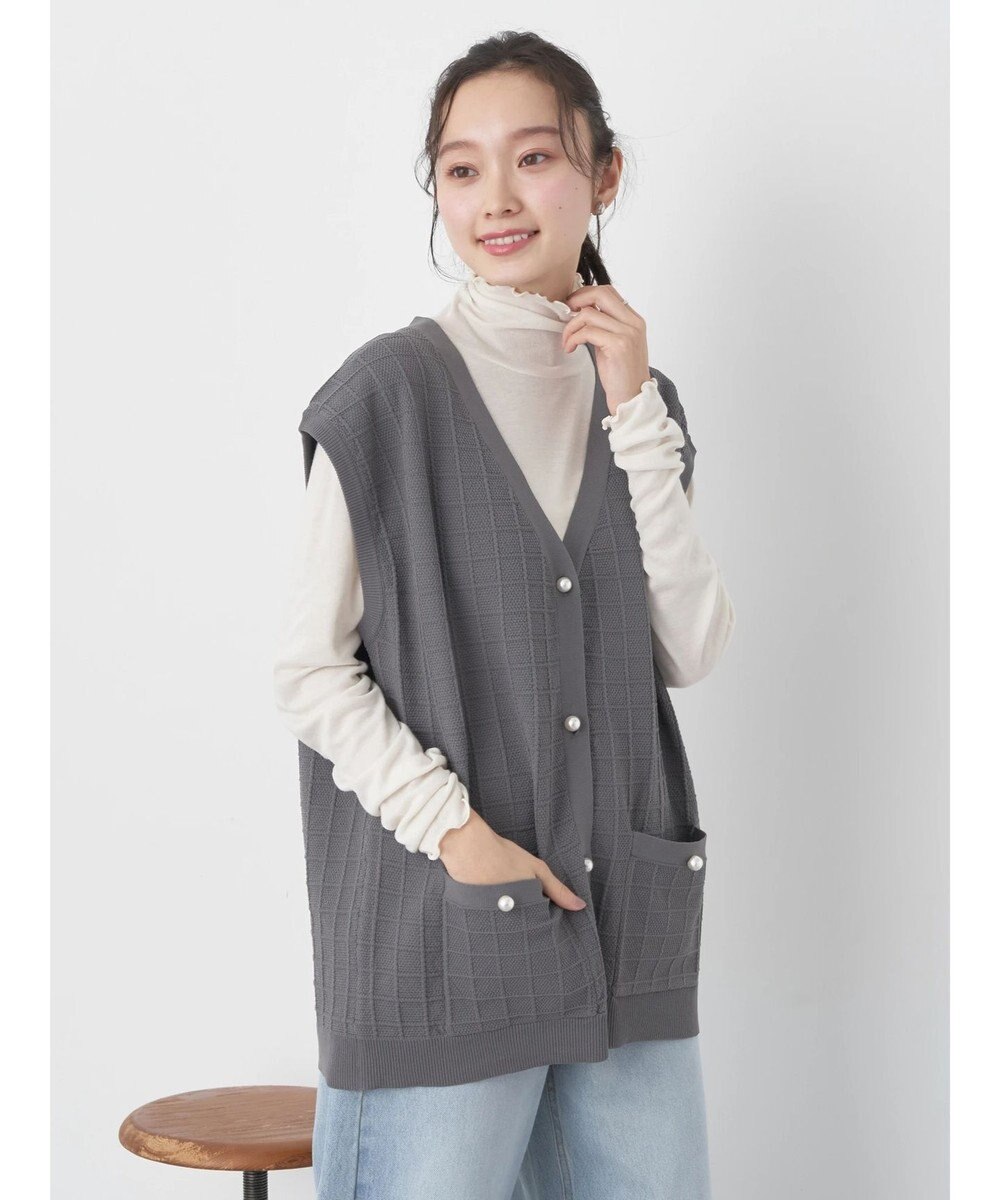 earth music&ecology パールボタンスポンディッシュベスト 