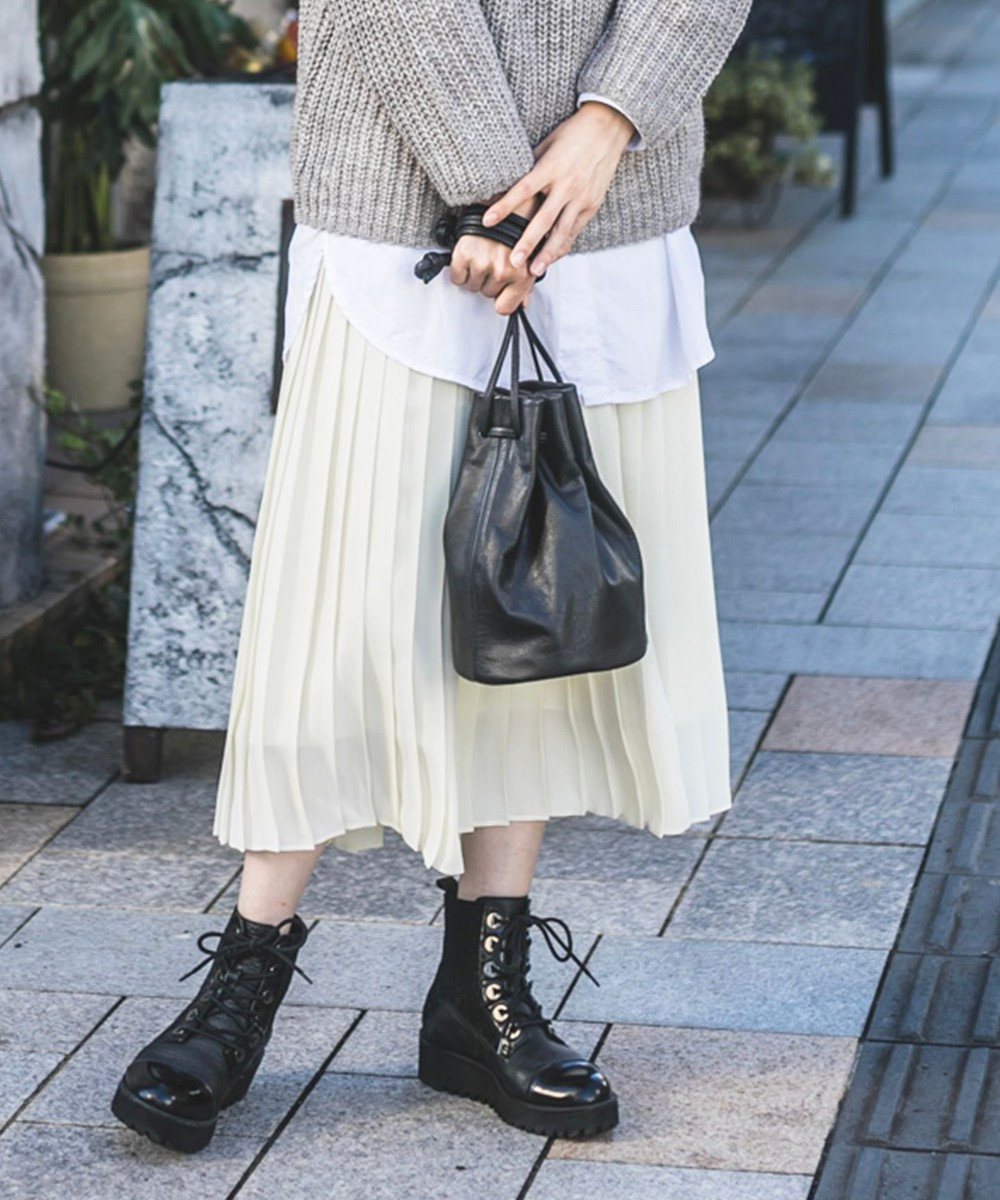 YUSHI FiT2 - DRAWSTRING BAG 本革 巾着ショルダーバッグ 日本製 ブラック