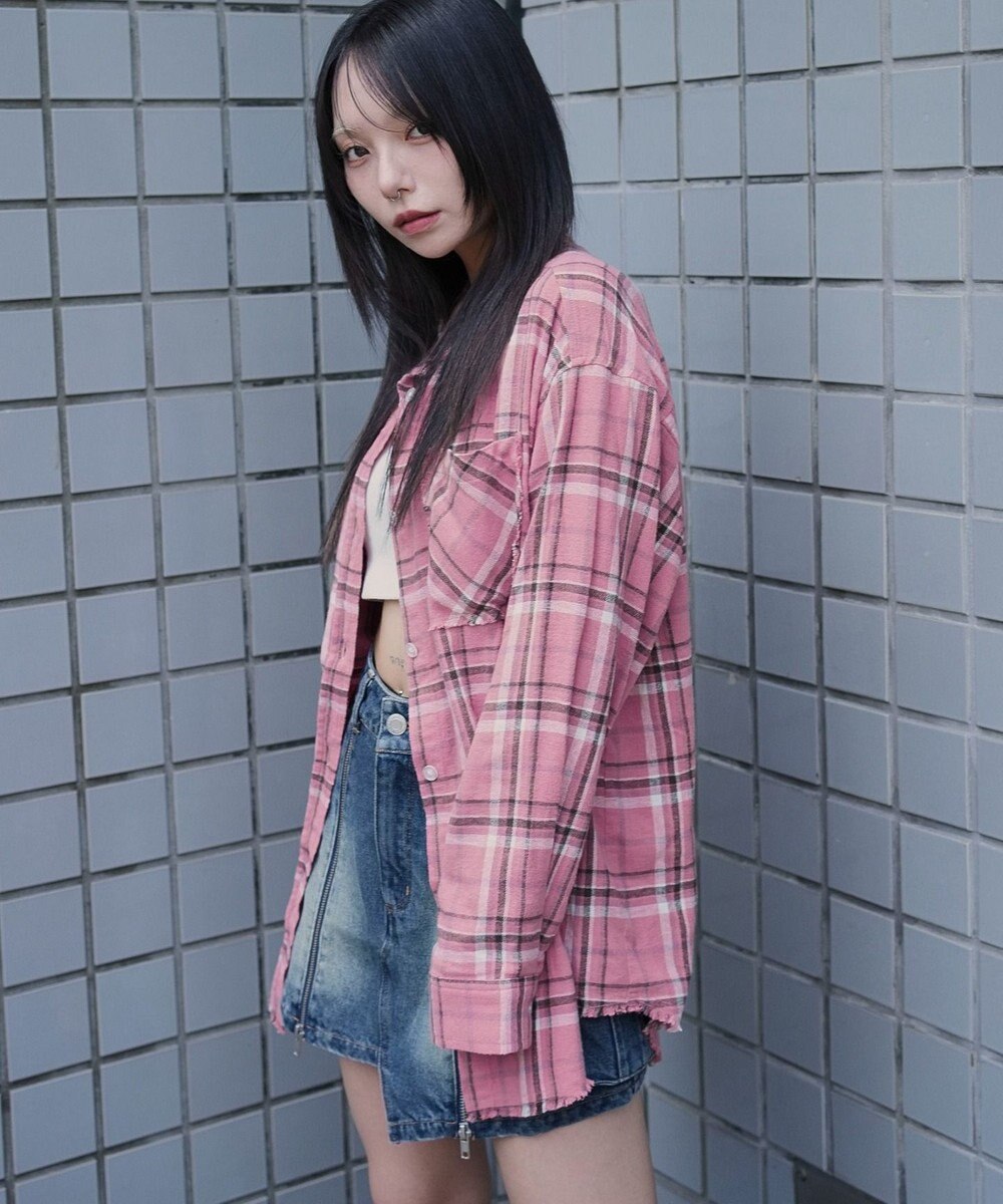 WEGO チェックBIGネルシャツ 