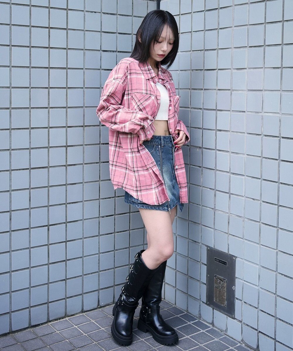 WEGO チェックBIGネルシャツ 