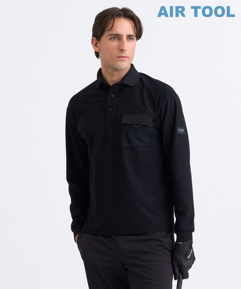 23区GOLF 【MEN】「AIR TOOL」長袖ポケットポロシャツ 