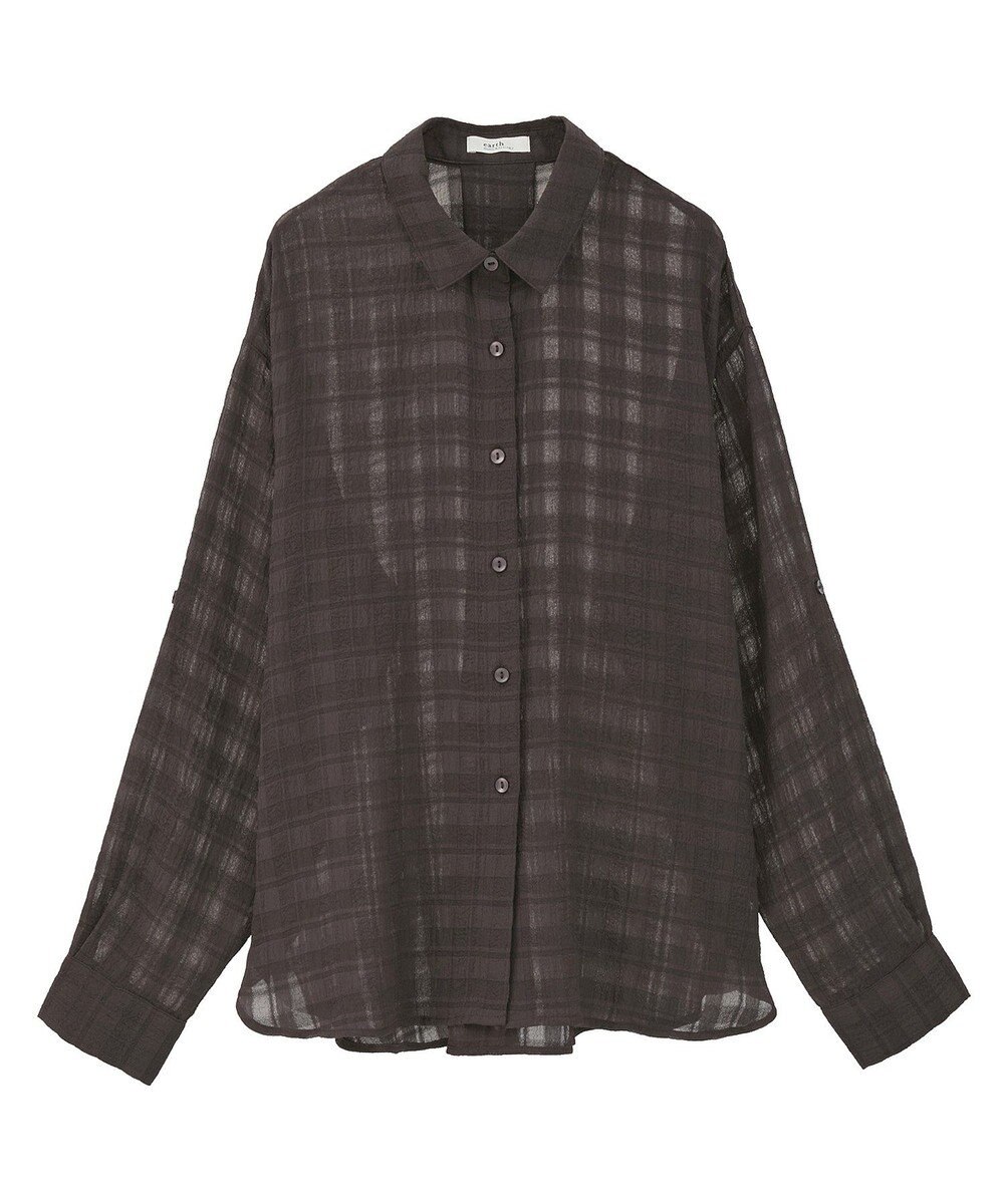 earth music&ecology シャドーチェックシャツ 