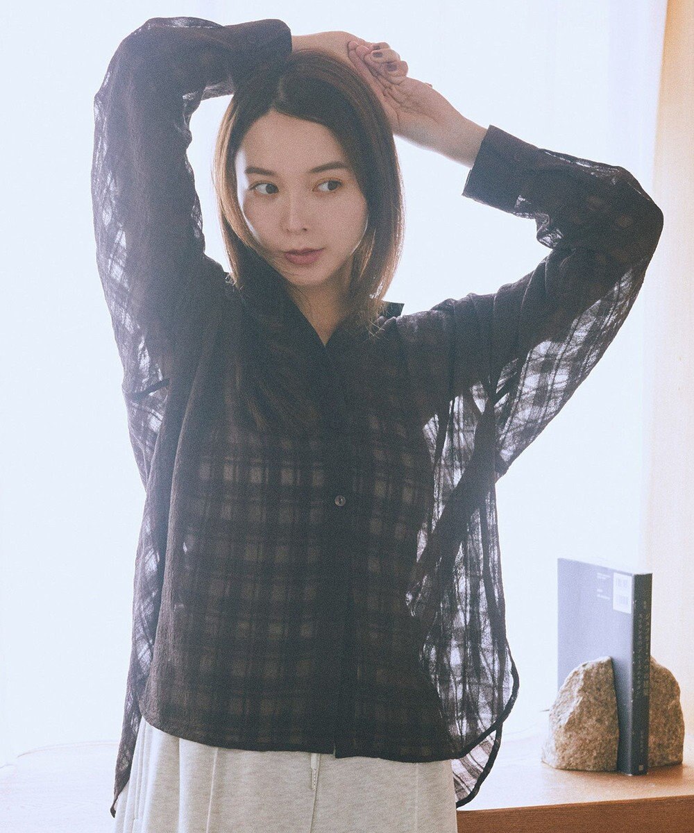 earth music&ecology シャドーチェックシャツ 