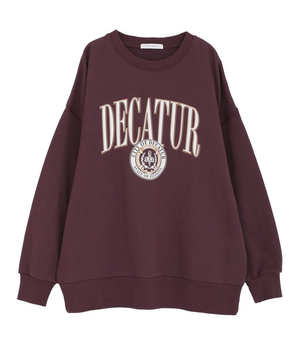 AMERICAN HOLIC カレッジロゴクラックプリント裏毛プルオーバー 