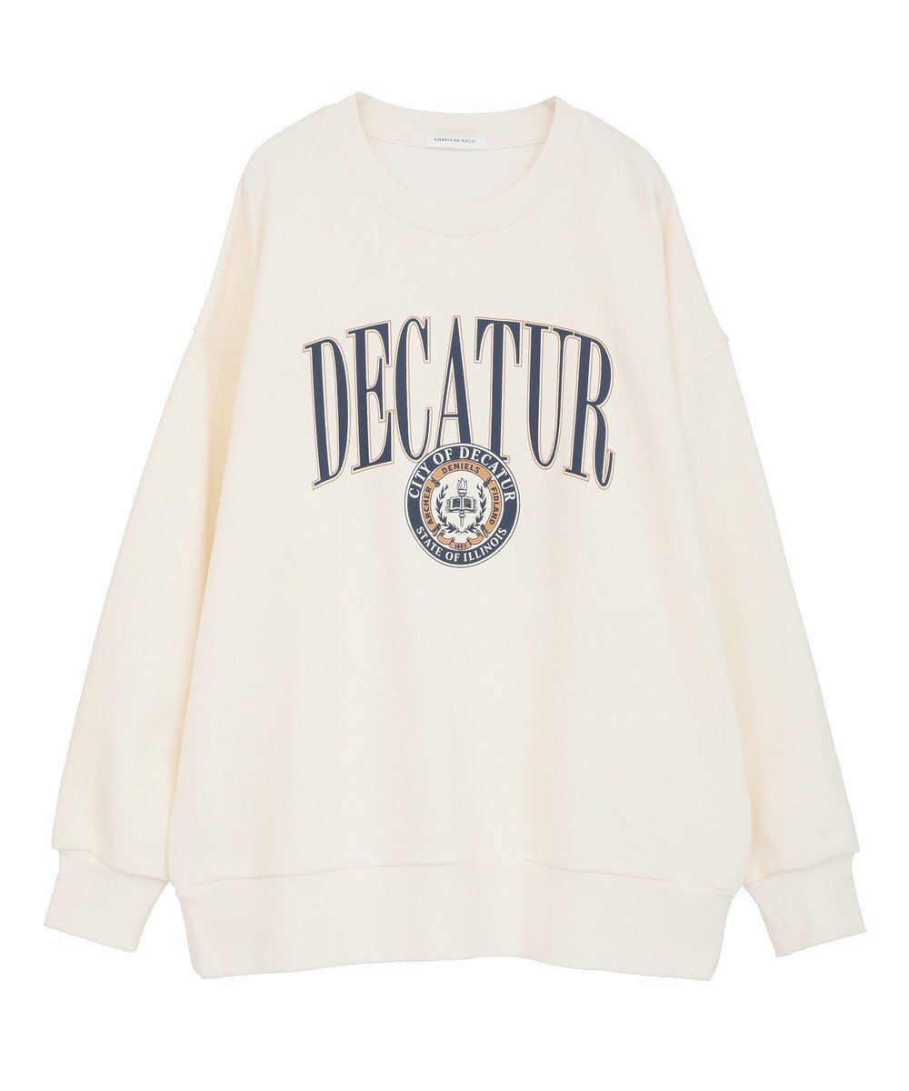 AMERICAN HOLIC カレッジロゴクラックプリント裏毛プルオーバー 
