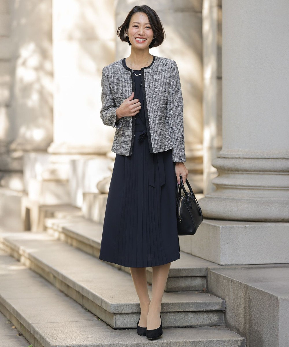 J.PRESS LADIES ノルディス2wayジョーゼット フロントプリーツ ワンピース 