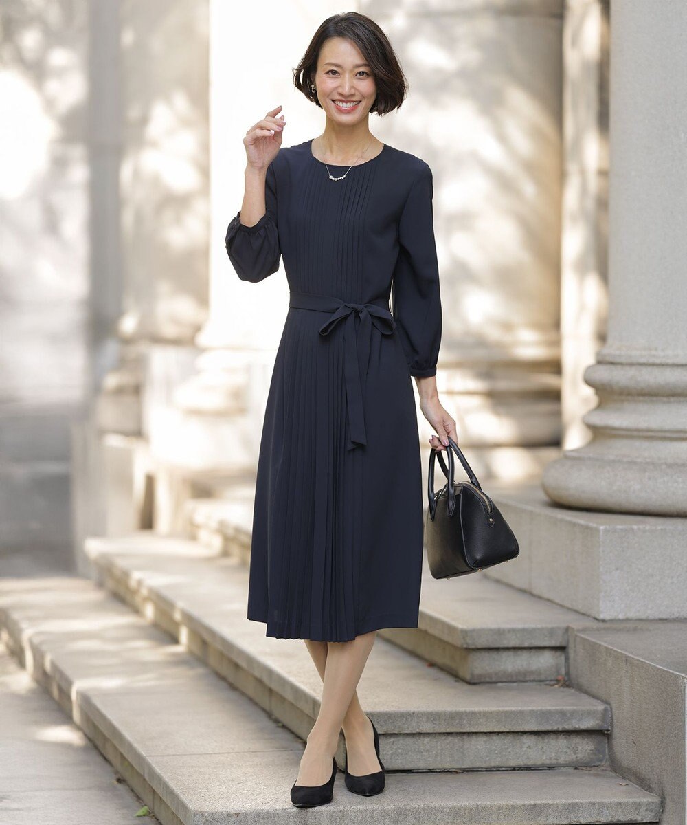 J.PRESS LADIES ノルディス2wayジョーゼット フロントプリーツ ワンピース 