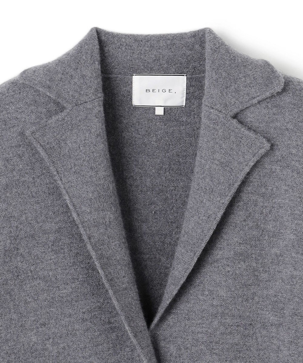 BEIGE， CHICORA / レザーポケット付きウールニットジャケット 