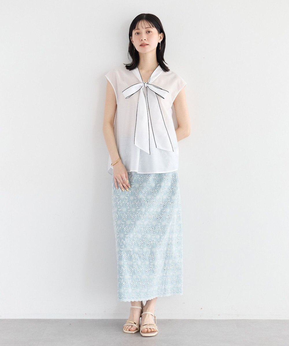 YECCA VECCA シアーボウタイブラウス 