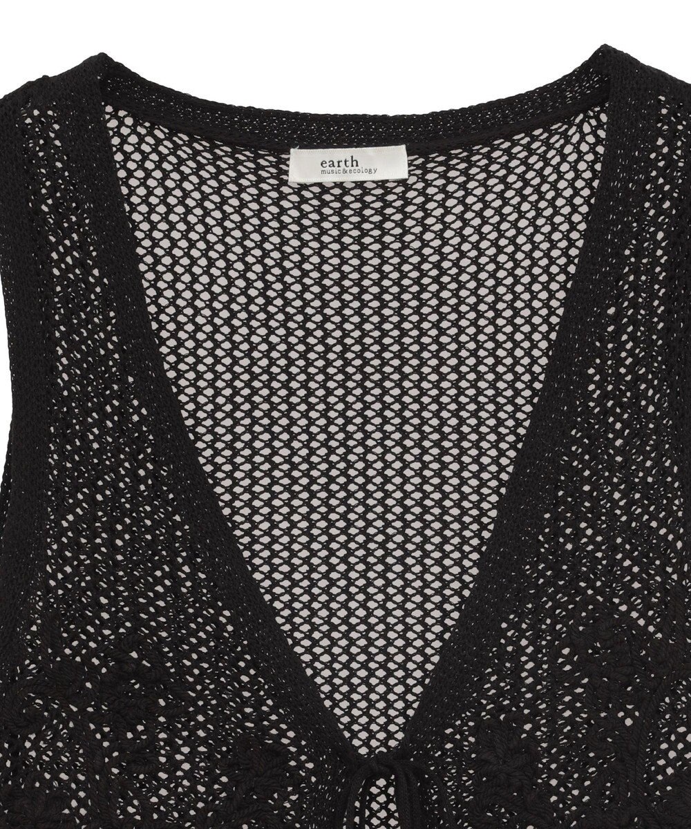 earth music&ecology フラワー刺繍メッシュベスト 