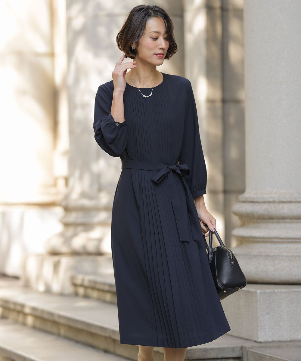 J.PRESS LADIES ノルディス2wayジョーゼット フロントプリーツ ワンピース 