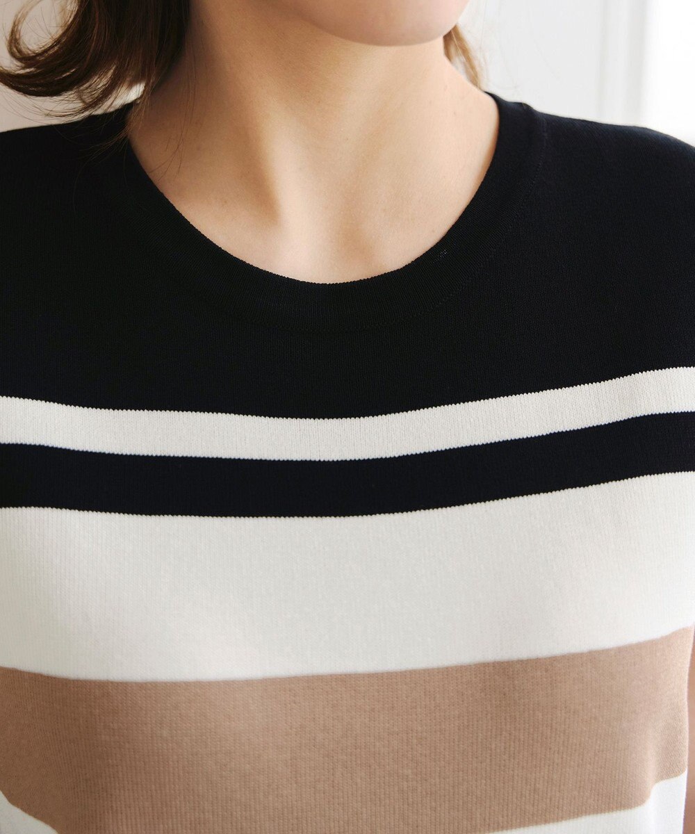 Tiaclasse 【新色追加・洗える】マルチボーダーフレンチニットチュニック 