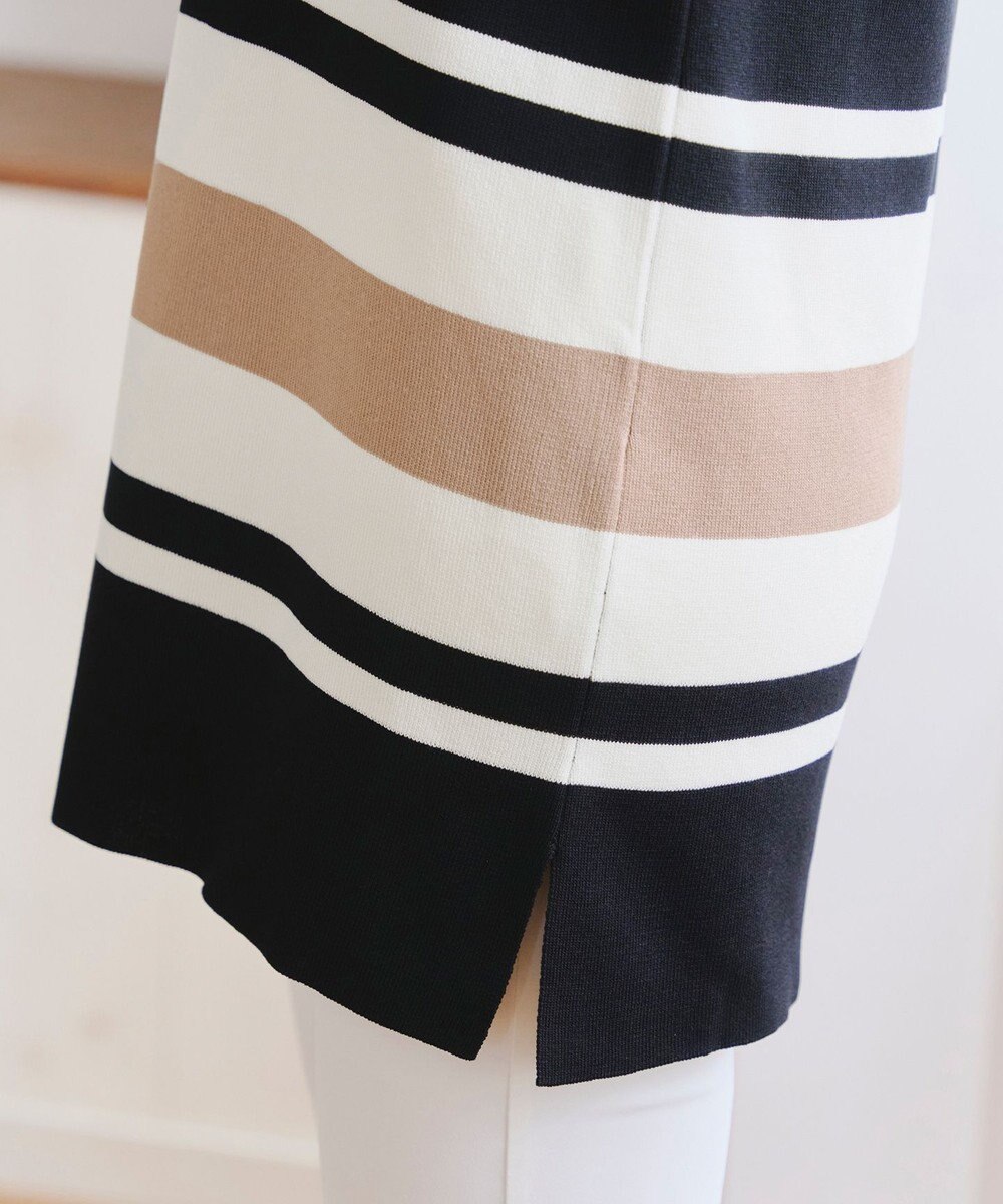 Tiaclasse 【新色追加・洗える】マルチボーダーフレンチニットチュニック 