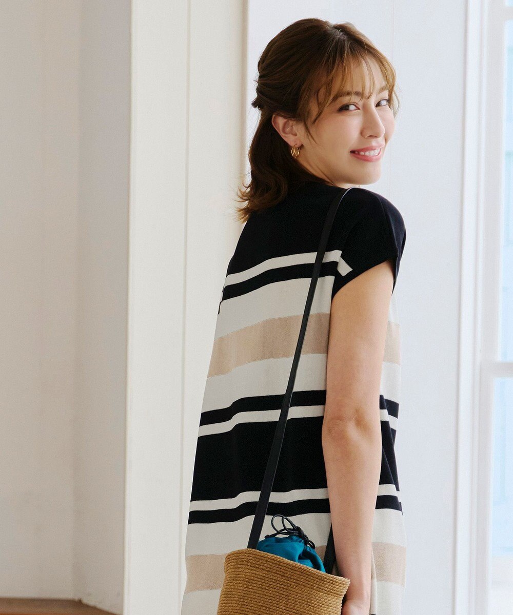 Tiaclasse 【新色追加・洗える】マルチボーダーフレンチニットチュニック 