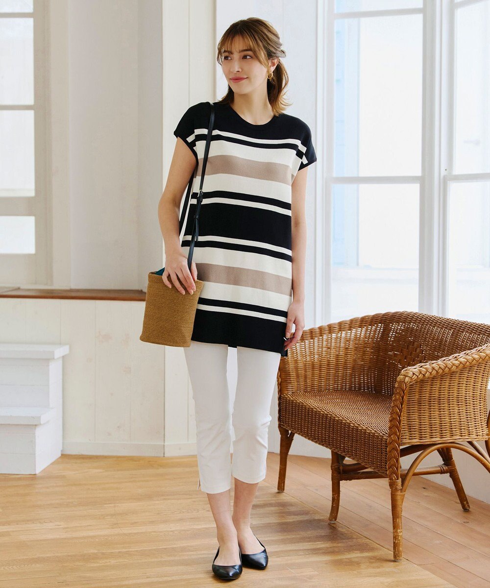 Tiaclasse 【新色追加・洗える】マルチボーダーフレンチニットチュニック 