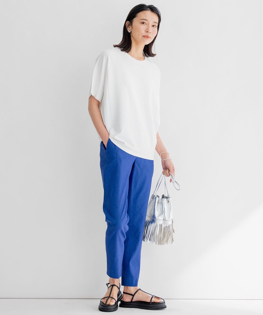 23区 【洗える】リネンレーヨンストレッチ テーパード パンツ 