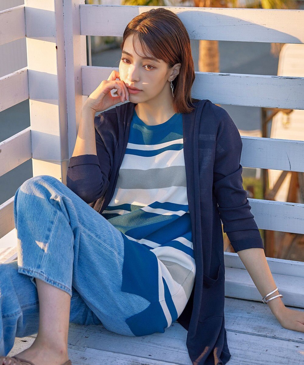 Tiaclasse 【新色追加・洗える】マルチボーダーフレンチニットチュニック 