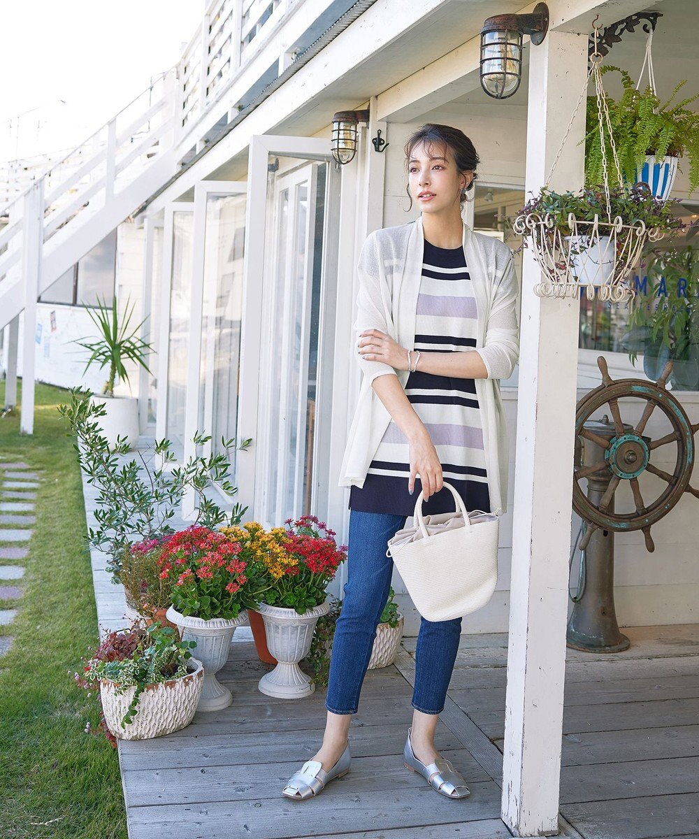 Tiaclasse 【新色追加・洗える】マルチボーダーフレンチニットチュニック 