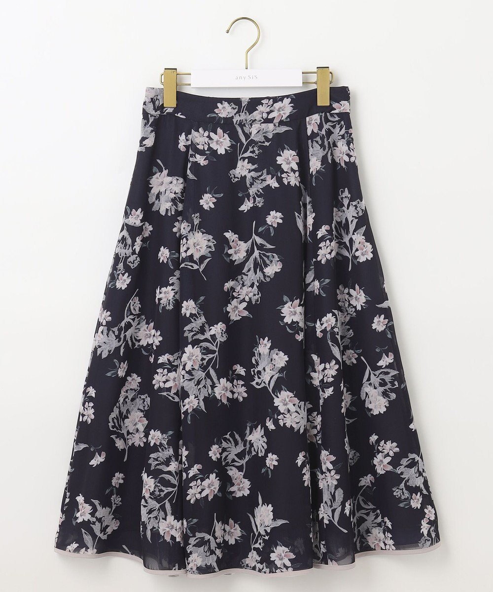 ANY SIS 【洗える】フロッキーオンフラワー スカート 