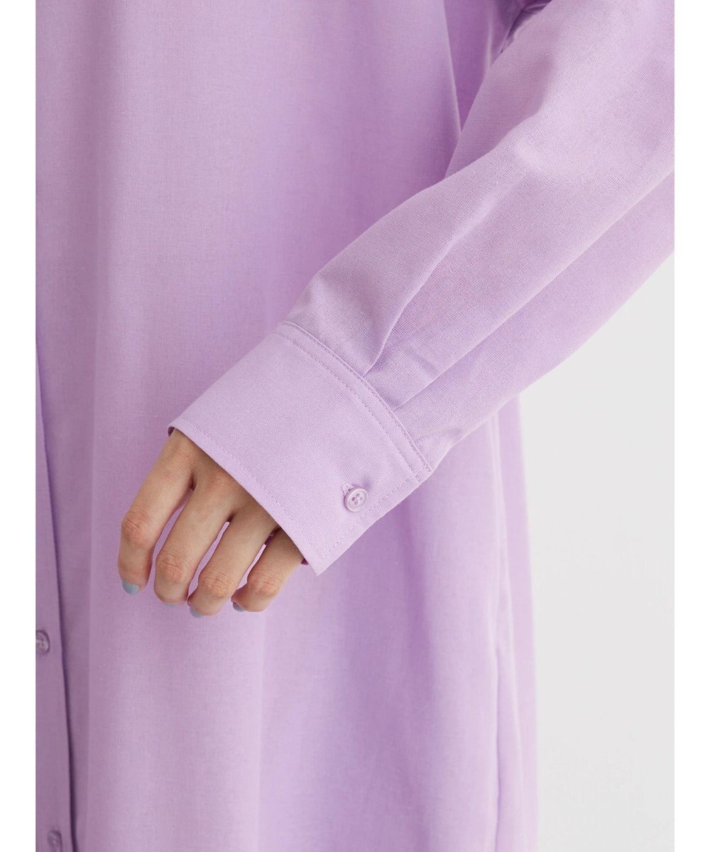 Green Parks 綿麻混バンドカラーシャツワンピース 